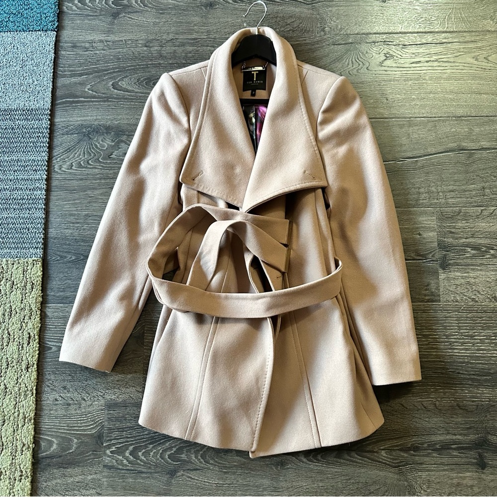 066 SIZE 2 TED BAKER COAT TAN